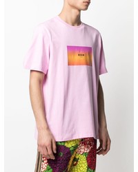 rosa bedrucktes T-Shirt mit einem Rundhalsausschnitt von MSGM