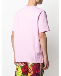 rosa bedrucktes T-Shirt mit einem Rundhalsausschnitt von MSGM