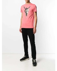 rosa bedrucktes T-Shirt mit einem Rundhalsausschnitt von Ps By Paul Smith