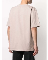 rosa bedrucktes T-Shirt mit einem Rundhalsausschnitt von Heron Preston