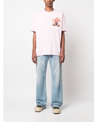 rosa bedrucktes T-Shirt mit einem Rundhalsausschnitt von JW Anderson