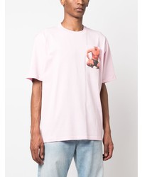 rosa bedrucktes T-Shirt mit einem Rundhalsausschnitt von JW Anderson