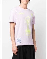 rosa bedrucktes T-Shirt mit einem Rundhalsausschnitt von McQ