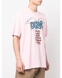 rosa bedrucktes T-Shirt mit einem Rundhalsausschnitt von DSQUARED2