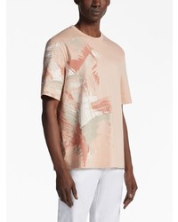 rosa bedrucktes T-Shirt mit einem Rundhalsausschnitt von Zegna