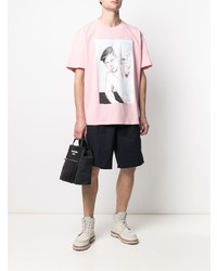 rosa bedrucktes T-Shirt mit einem Rundhalsausschnitt von JW Anderson