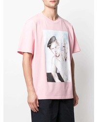 rosa bedrucktes T-Shirt mit einem Rundhalsausschnitt von JW Anderson