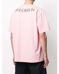 rosa bedrucktes T-Shirt mit einem Rundhalsausschnitt von JW Anderson