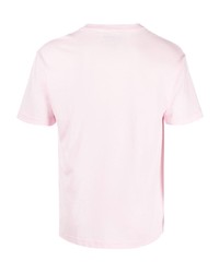 rosa bedrucktes T-Shirt mit einem Rundhalsausschnitt von Pleasures