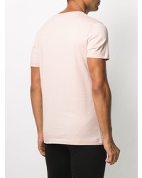 rosa bedrucktes T-Shirt mit einem Rundhalsausschnitt von Ron Dorff