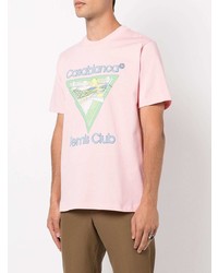 rosa bedrucktes T-Shirt mit einem Rundhalsausschnitt von Casablanca