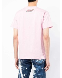 rosa bedrucktes T-Shirt mit einem Rundhalsausschnitt von A Bathing Ape