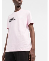 rosa bedrucktes T-Shirt mit einem Rundhalsausschnitt von Versace