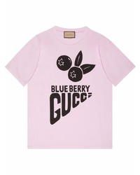 rosa bedrucktes T-Shirt mit einem Rundhalsausschnitt von Gucci