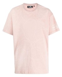 rosa bedrucktes T-Shirt mit einem Rundhalsausschnitt von Haculla