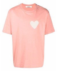 rosa bedrucktes T-Shirt mit einem Rundhalsausschnitt von Haikure