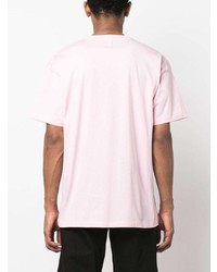 rosa bedrucktes T-Shirt mit einem Rundhalsausschnitt von Raf Simons