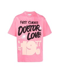 rosa bedrucktes T-Shirt mit einem Rundhalsausschnitt von Honey Fucking Dijon