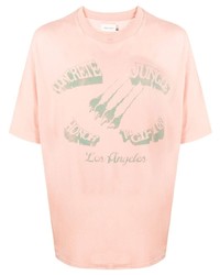 rosa bedrucktes T-Shirt mit einem Rundhalsausschnitt von HONOR THE GIFT