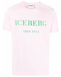 rosa bedrucktes T-Shirt mit einem Rundhalsausschnitt von Iceberg