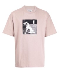rosa bedrucktes T-Shirt mit einem Rundhalsausschnitt von Izzue