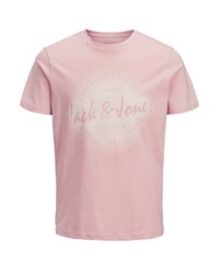 rosa bedrucktes T-Shirt mit einem Rundhalsausschnitt von Jack & Jones