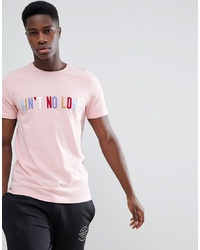 rosa bedrucktes T-Shirt mit einem Rundhalsausschnitt von Jack & Jones
