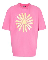 rosa bedrucktes T-Shirt mit einem Rundhalsausschnitt von Jacquemus