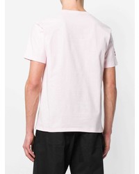 rosa bedrucktes T-Shirt mit einem Rundhalsausschnitt von Raf Simons