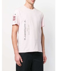 rosa bedrucktes T-Shirt mit einem Rundhalsausschnitt von Raf Simons