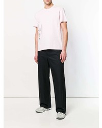 rosa bedrucktes T-Shirt mit einem Rundhalsausschnitt von Raf Simons