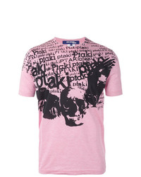 rosa bedrucktes T-Shirt mit einem Rundhalsausschnitt von Junya Watanabe MAN