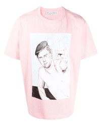rosa bedrucktes T-Shirt mit einem Rundhalsausschnitt von JW Anderson
