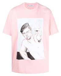 rosa bedrucktes T-Shirt mit einem Rundhalsausschnitt von JW Anderson