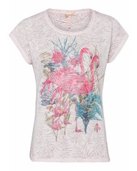 rosa bedrucktes T-Shirt mit einem Rundhalsausschnitt von KEY LARGO