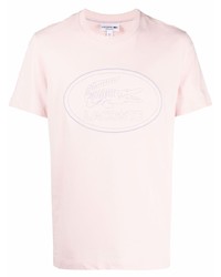 rosa bedrucktes T-Shirt mit einem Rundhalsausschnitt von Lacoste