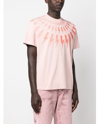 rosa bedrucktes T-Shirt mit einem Rundhalsausschnitt von Neil Barrett