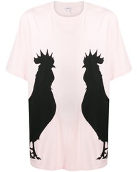 rosa bedrucktes T-Shirt mit einem Rundhalsausschnitt von Loewe