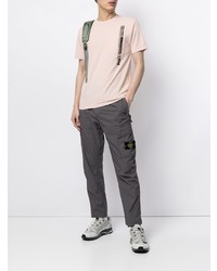 rosa bedrucktes T-Shirt mit einem Rundhalsausschnitt von Stone Island