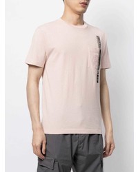 rosa bedrucktes T-Shirt mit einem Rundhalsausschnitt von Stone Island