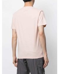 rosa bedrucktes T-Shirt mit einem Rundhalsausschnitt von Stone Island