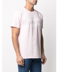 rosa bedrucktes T-Shirt mit einem Rundhalsausschnitt von MAISON KITSUNÉ