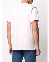 rosa bedrucktes T-Shirt mit einem Rundhalsausschnitt von MAISON KITSUNÉ