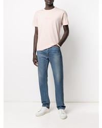 rosa bedrucktes T-Shirt mit einem Rundhalsausschnitt von Stone Island