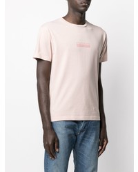 rosa bedrucktes T-Shirt mit einem Rundhalsausschnitt von Stone Island