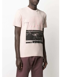 rosa bedrucktes T-Shirt mit einem Rundhalsausschnitt von Stone Island