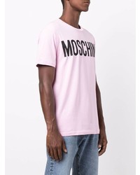 rosa bedrucktes T-Shirt mit einem Rundhalsausschnitt von Moschino