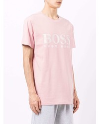 rosa bedrucktes T-Shirt mit einem Rundhalsausschnitt von BOSS