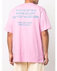 rosa bedrucktes T-Shirt mit einem Rundhalsausschnitt von MSGM