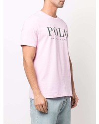 rosa bedrucktes T-Shirt mit einem Rundhalsausschnitt von Polo Ralph Lauren